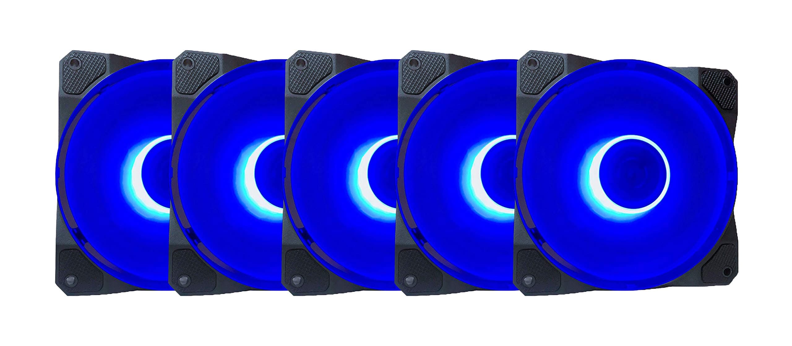 CO512L-BL Cosmos 120mm Blue LED Ultra Silent Case Fan w/ 16 LEDs & Anti-Vibration Rubber Pads (5 Pk)