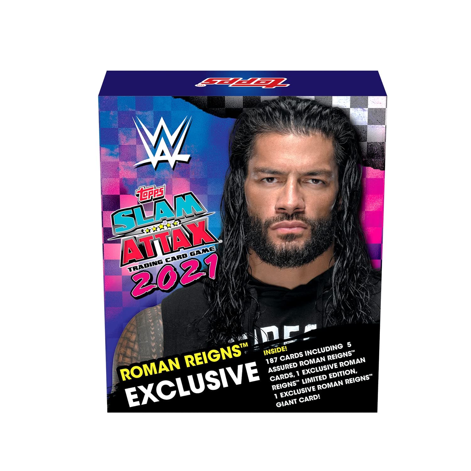 Topps Wwe Slam Attax 2021 Edition (Roman Exclusive Tin) Wwe Slam Cards For Kids 6 Years - Multicolour, 30 Packs Of 6 Cards Each