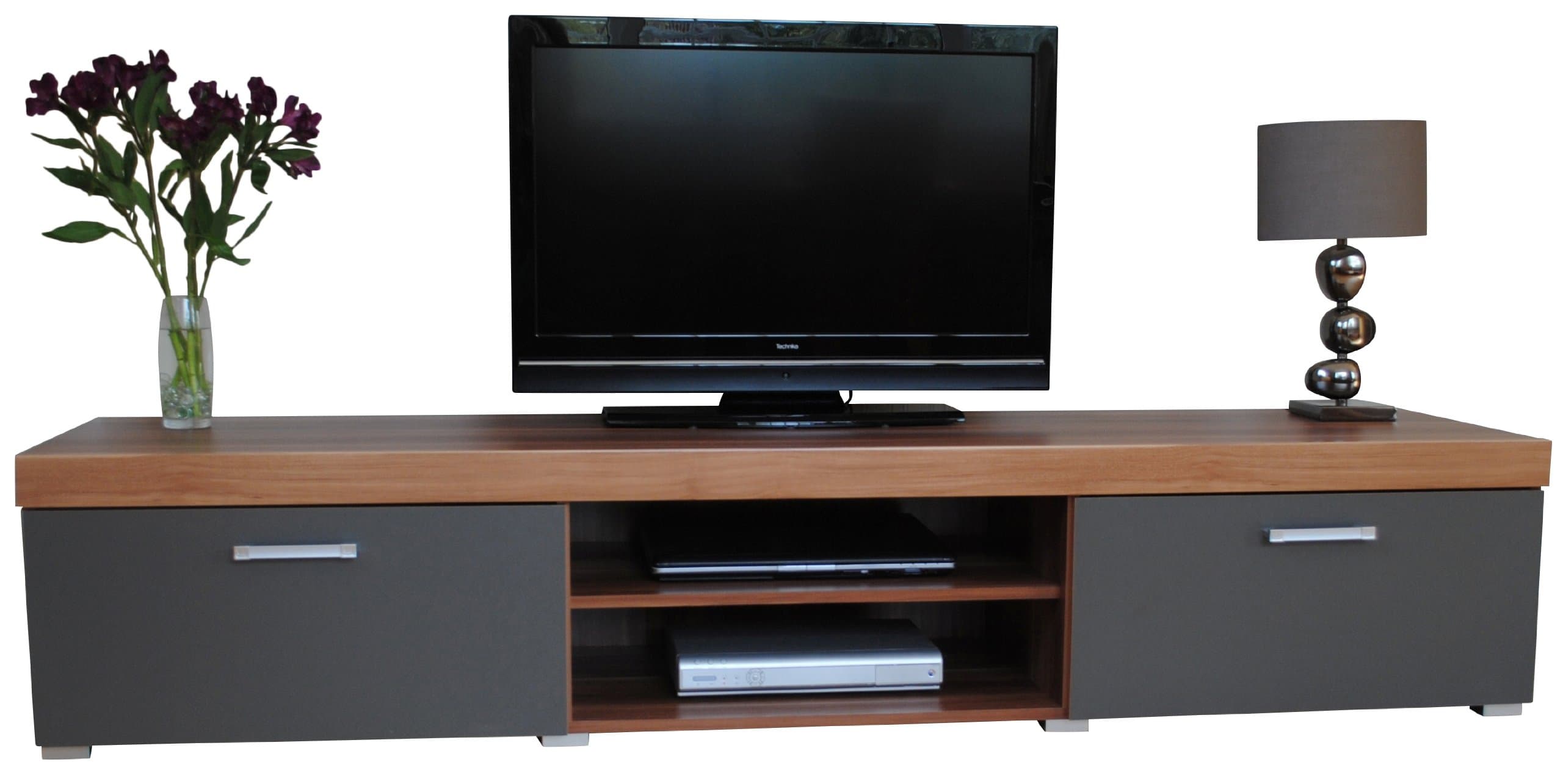 Sydney 2 Metre Graphite & Walnut 2 Door TV Cabinet Extra Large Unit
