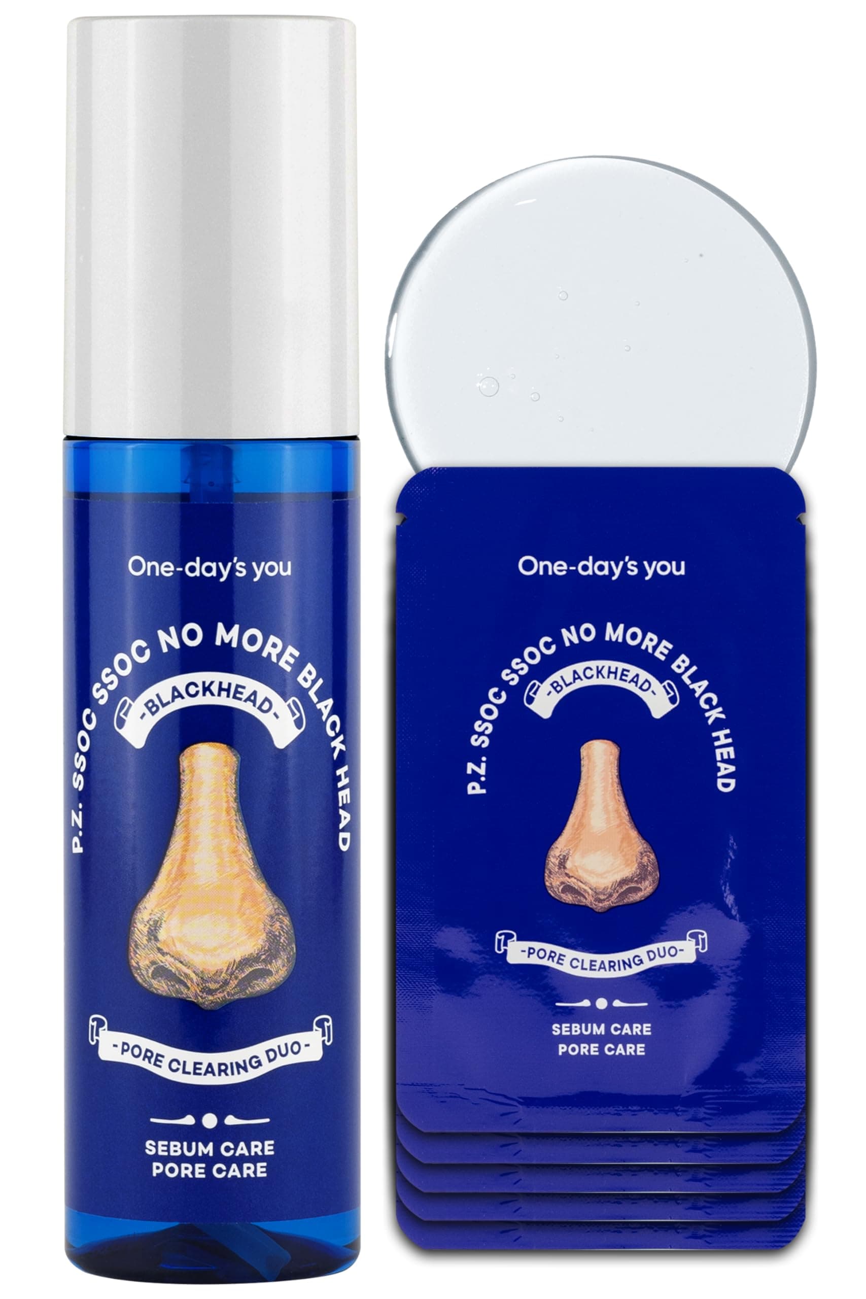 One-day's you P.Z. SSOC SSOC Sebum No More Blackhead Nose Pack (2.7 fl oz) + Hypoallergenic Pore Strips Nose Mask Blackhead Remover | Clogged Pore Tightening Korean Skin Care (0.07 oz, 5 EA)