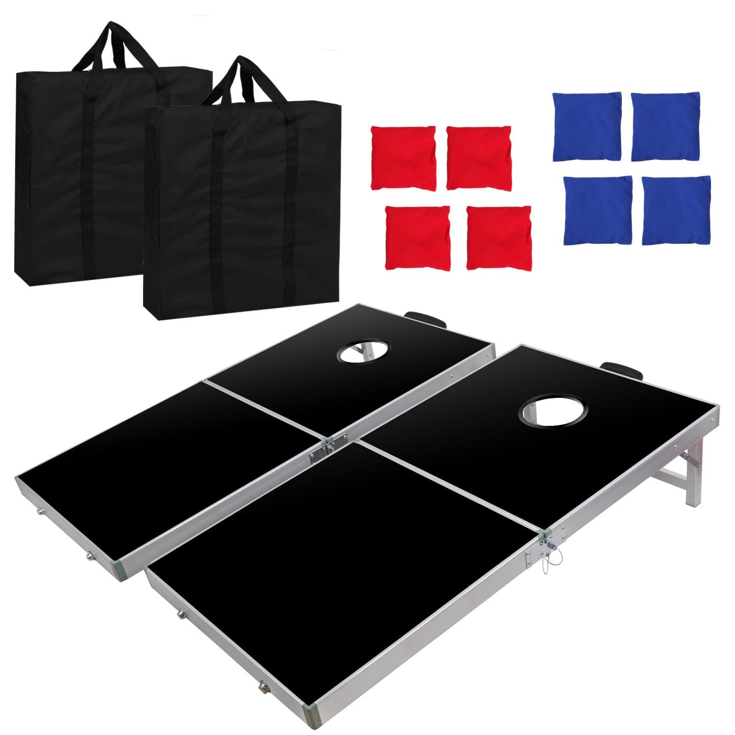 BBBuy Foldable Cornhole Toss Bean Bag Game Set MDF Board with Aluminum Frame (4FT x 2FT)