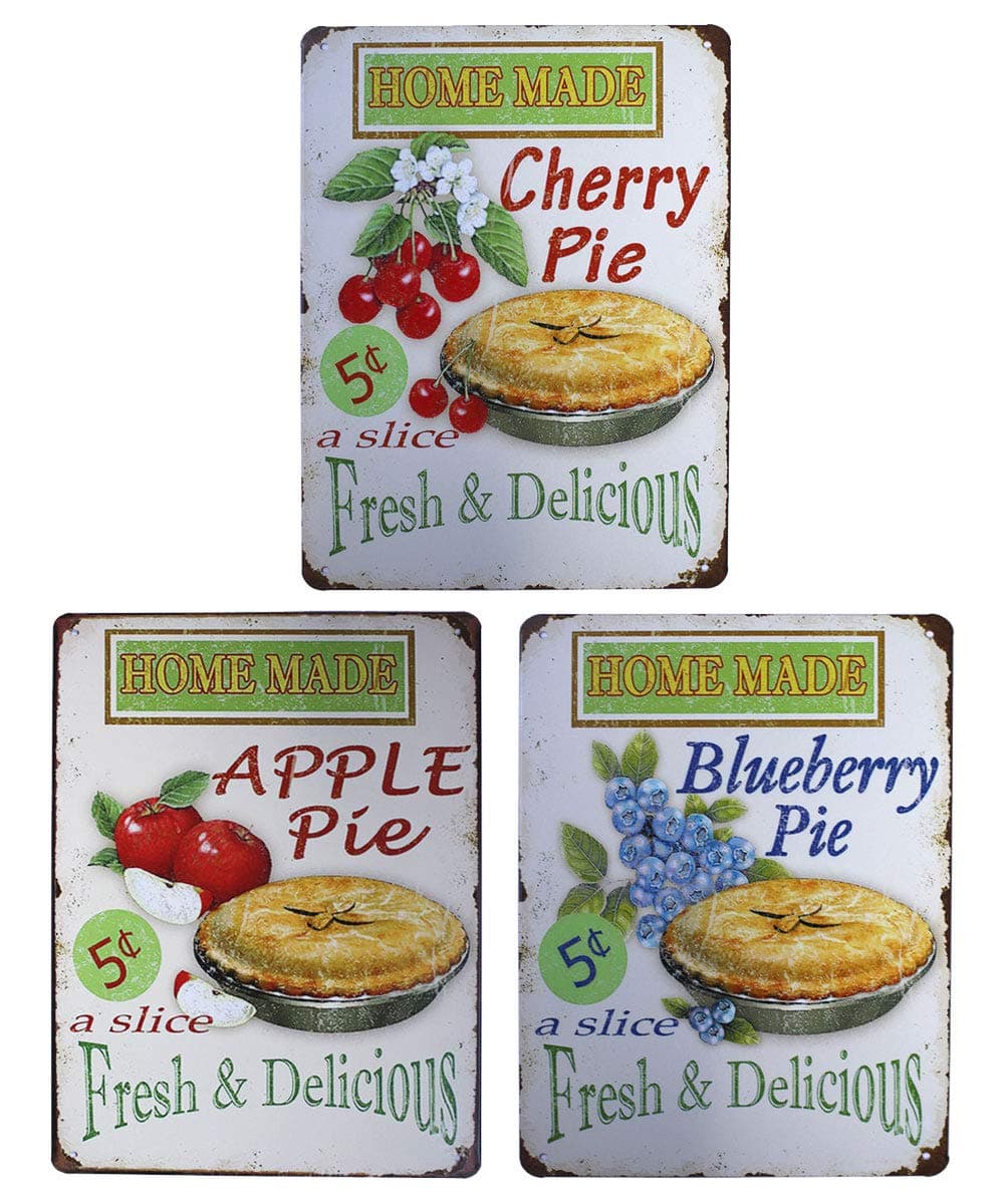 UOOPAI Apple Pie/You Can't Buy Love But You Can Buy Cake/Fruit Diet/Hamburger Fast Food - Metal Plaque Vintage Tin Sign Wall Decor Bar Pub Bakery Cake Shop Poster Pack of 4