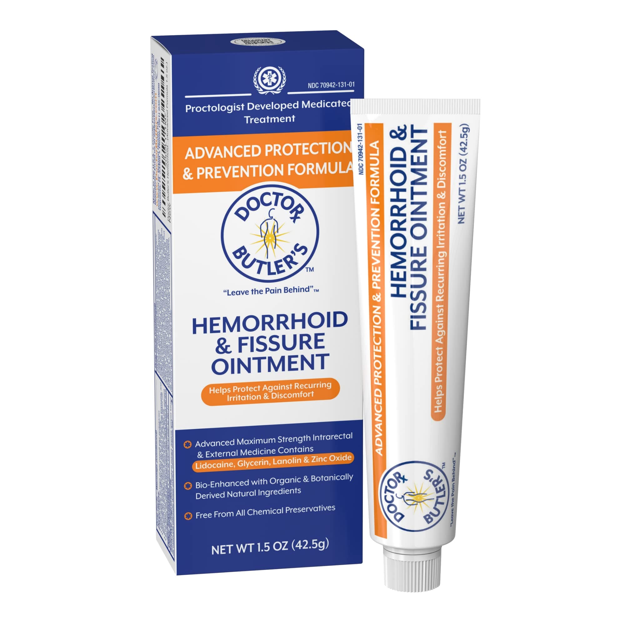 Doctor Butler's Advanced Hemorrhoid & Fissure Ointment – Lidocaine Hemorrhoid Treatment and Fissure Treatment Extra Strength Formula, Heals and Provides Fast Pain and Itch Relief* (1.5 oz.)