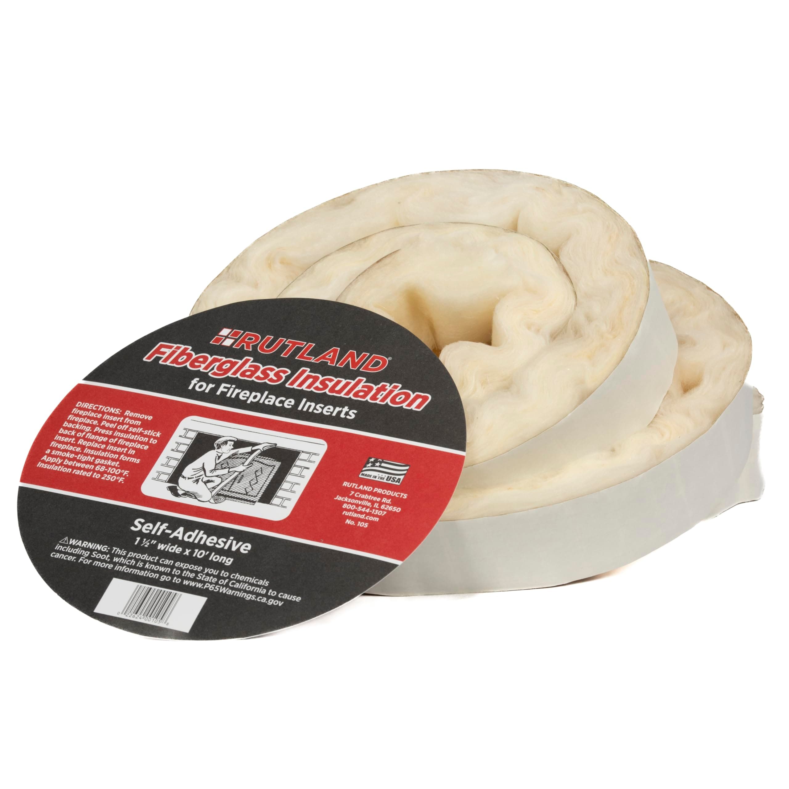 Rutland Products 1111 Fireplace Insert Insulation Fiberglass, 1-1/2-Inch by 10-Feet, 1-1/2" x 10', Yellow, Model:105