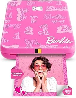 x Barbie Instant Smartphone Portable Photo Printer, Full Color, Wireless, Zink 2x3” (5.1x7.5 cm) Sticky-Back Photos, Print from iOS & Android Devices with Fun Editing App, Signature Style