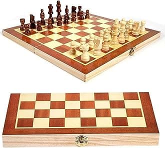 KIVANTO 13x13 Inch Wooden Chess Board Non Magnetic Foldable Set with Pieces | KIVANTO Travel Chess Game for Adults and Kids for Home, School, Tournaments (13x13 Inch)