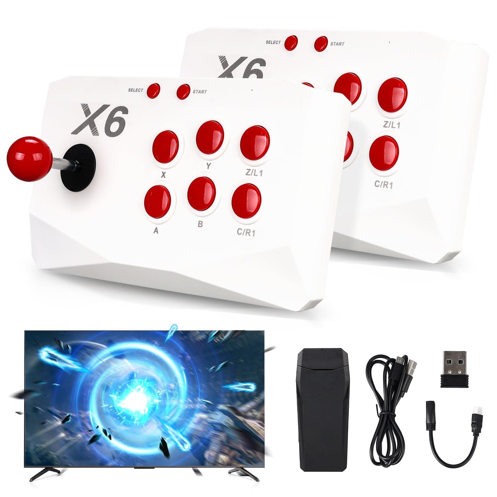 NALACAL Classic Retro Gaming Console, Plug and Play Video Game, Wireless ArcadeStick Controllers Built in 20000+ Games, 4K HD HDMI Output, 15 Classic Emulators, with Dual 2.4G Wireless Controlle