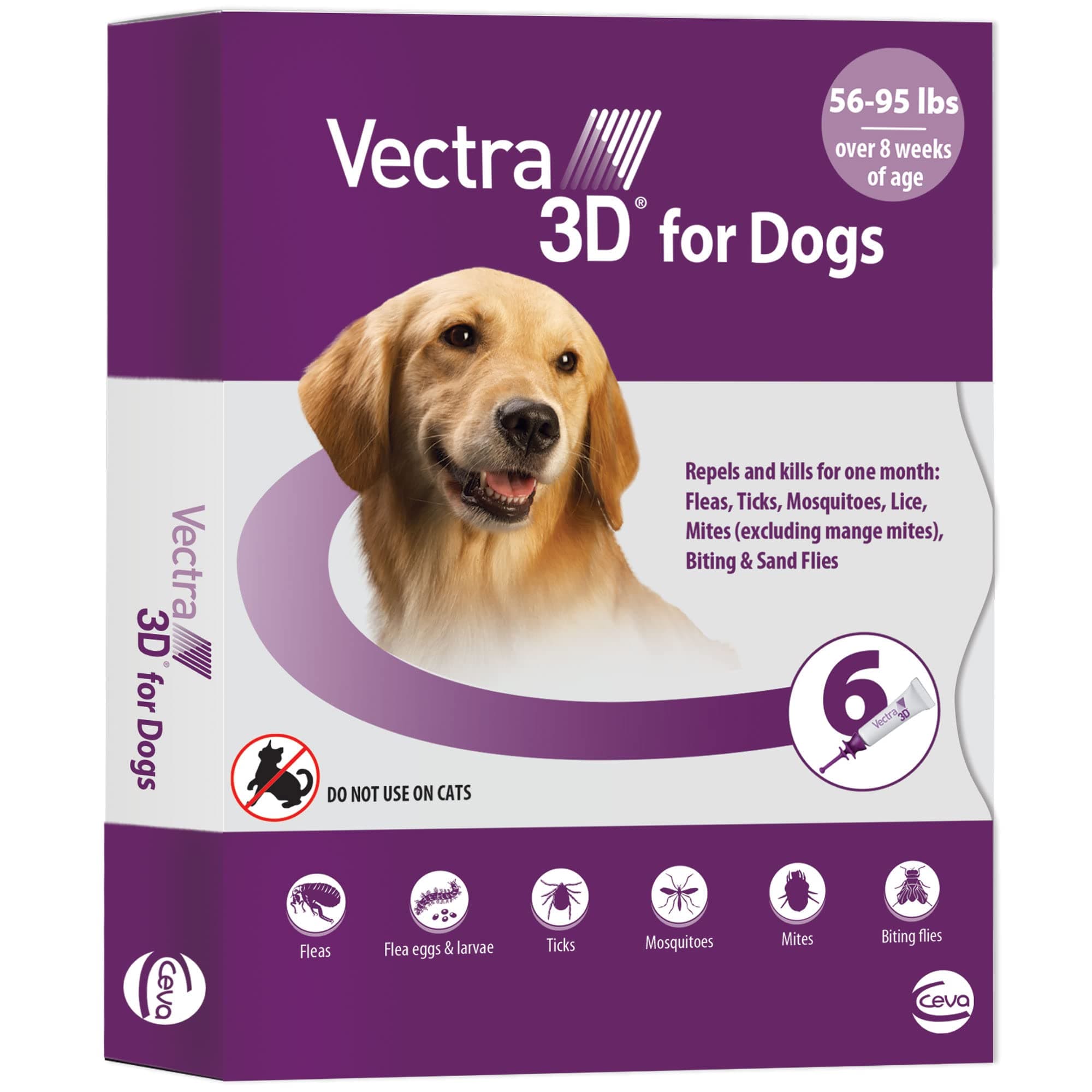 Ceva VECTRA 3D Large Dog 55lbs to 95lbs (6- Pack) Vectra 3D, Model Number: D73830D