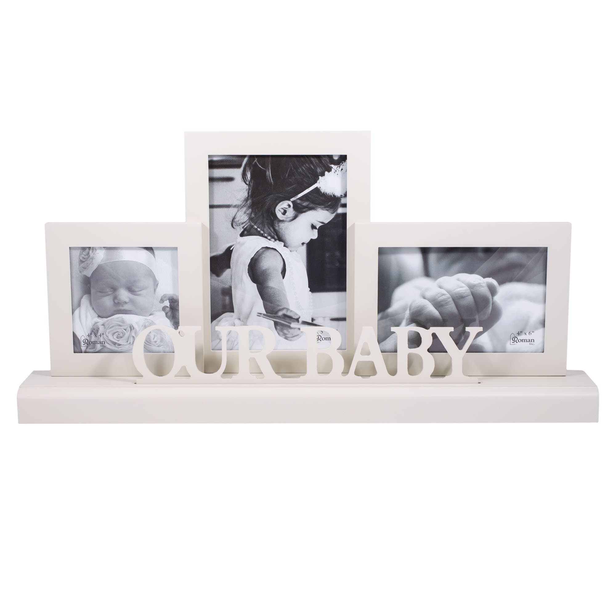 Our Baby Ivory Wood Tabletop Collage Plaque Photo Frame