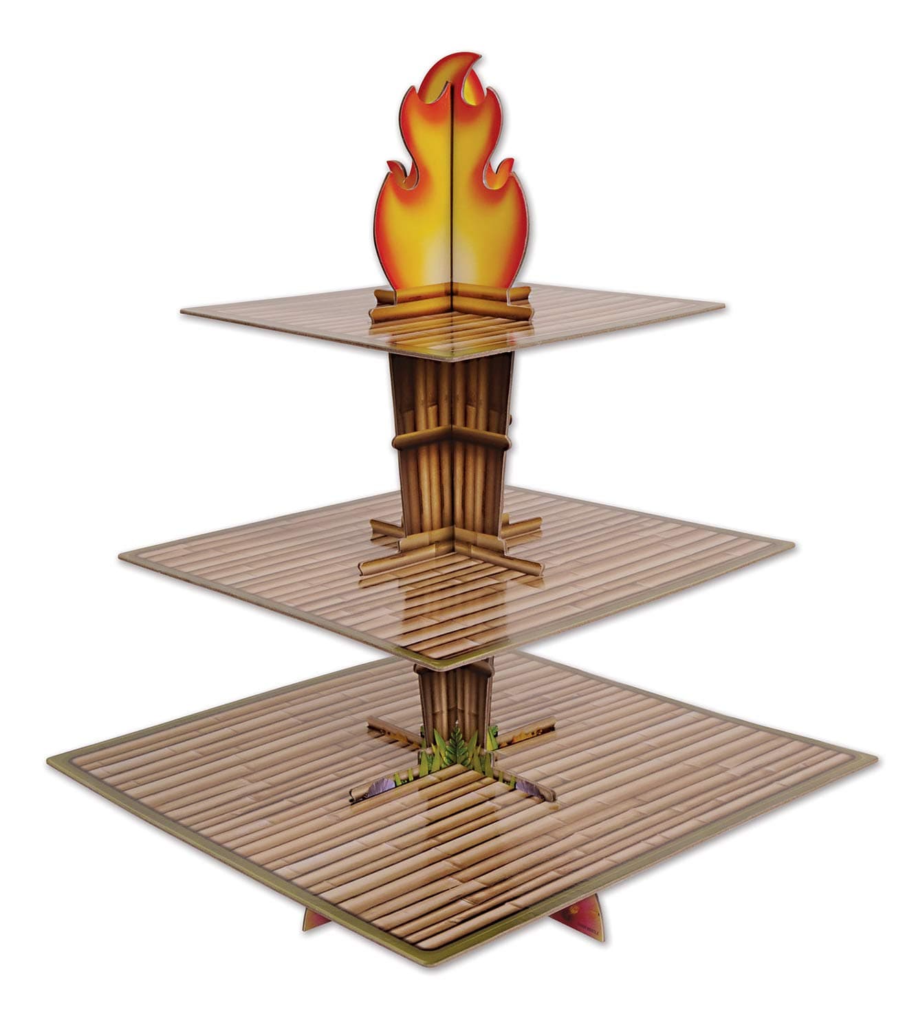 Beistle Tiki Torch Cupcake Stand Luau Theme Cake Holder Display Hawaiian Tropical Party Supplies 15.25" x 11.25"