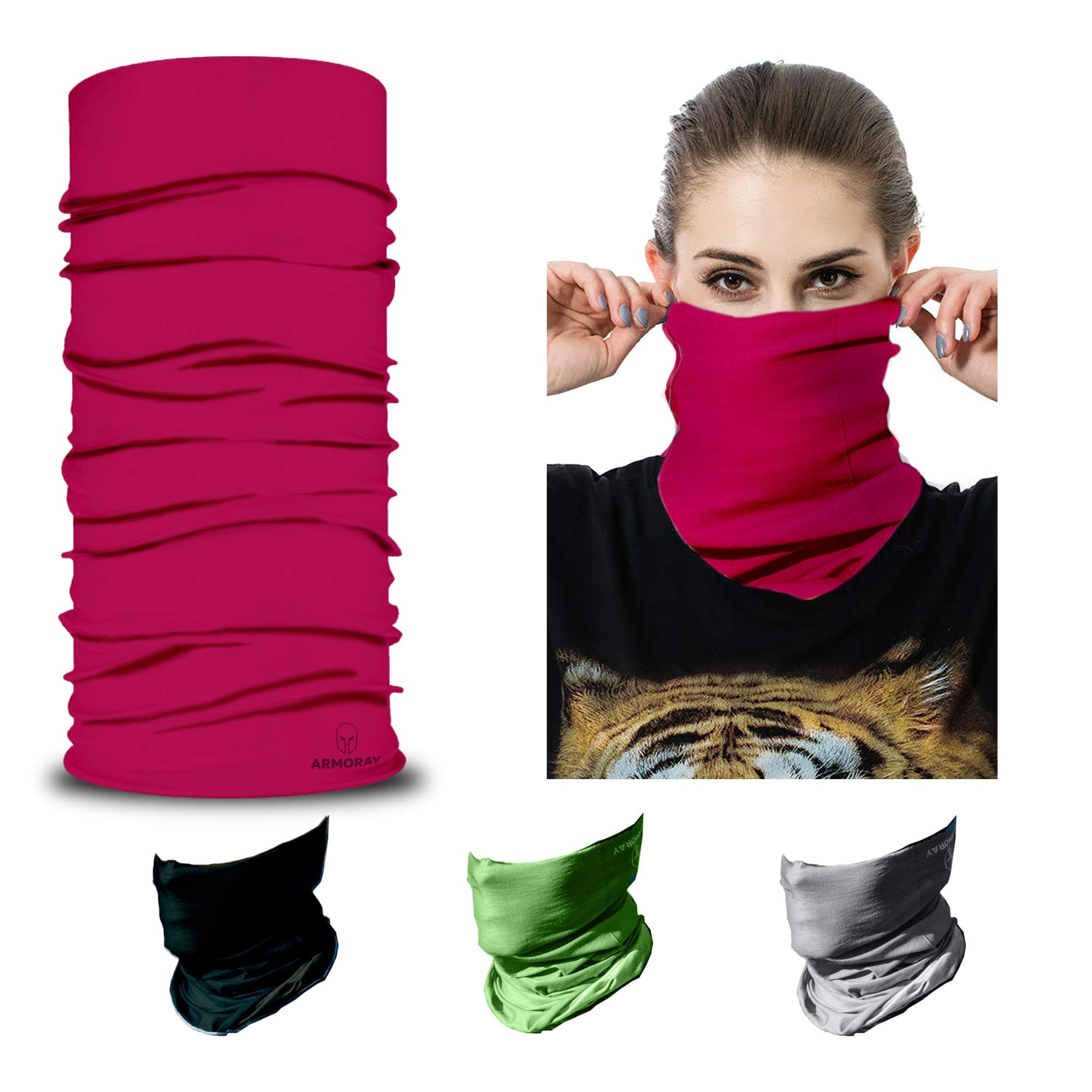 ARMORAY Face Mask, Head Wrap, Neck Gaiter, Headband, Fishing Mask, Magic Scarf, Tube Mask, Face Bandana Mask, Neck Balaclava and Sport Scarf 12 in 1 Headband Sweatband for Fishing, Hiking, Running