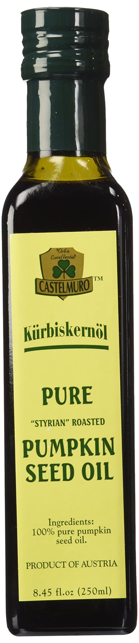 OliveNation Styrian Pumpkinseed Oil 8.45 oz, 8.45 Ounce - Use in Cheese, Foie Gras, Truffles, Wagyu Steaks, Baking Products, Spices, Oils, Balsamic Vinegars by Castelmuro