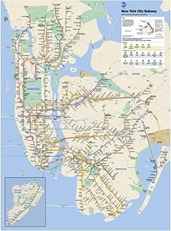 AIVYNA New York City Subway Map Poster Vintage Canvas Painting Wall Art Picture Print Office Home Decor Frameless