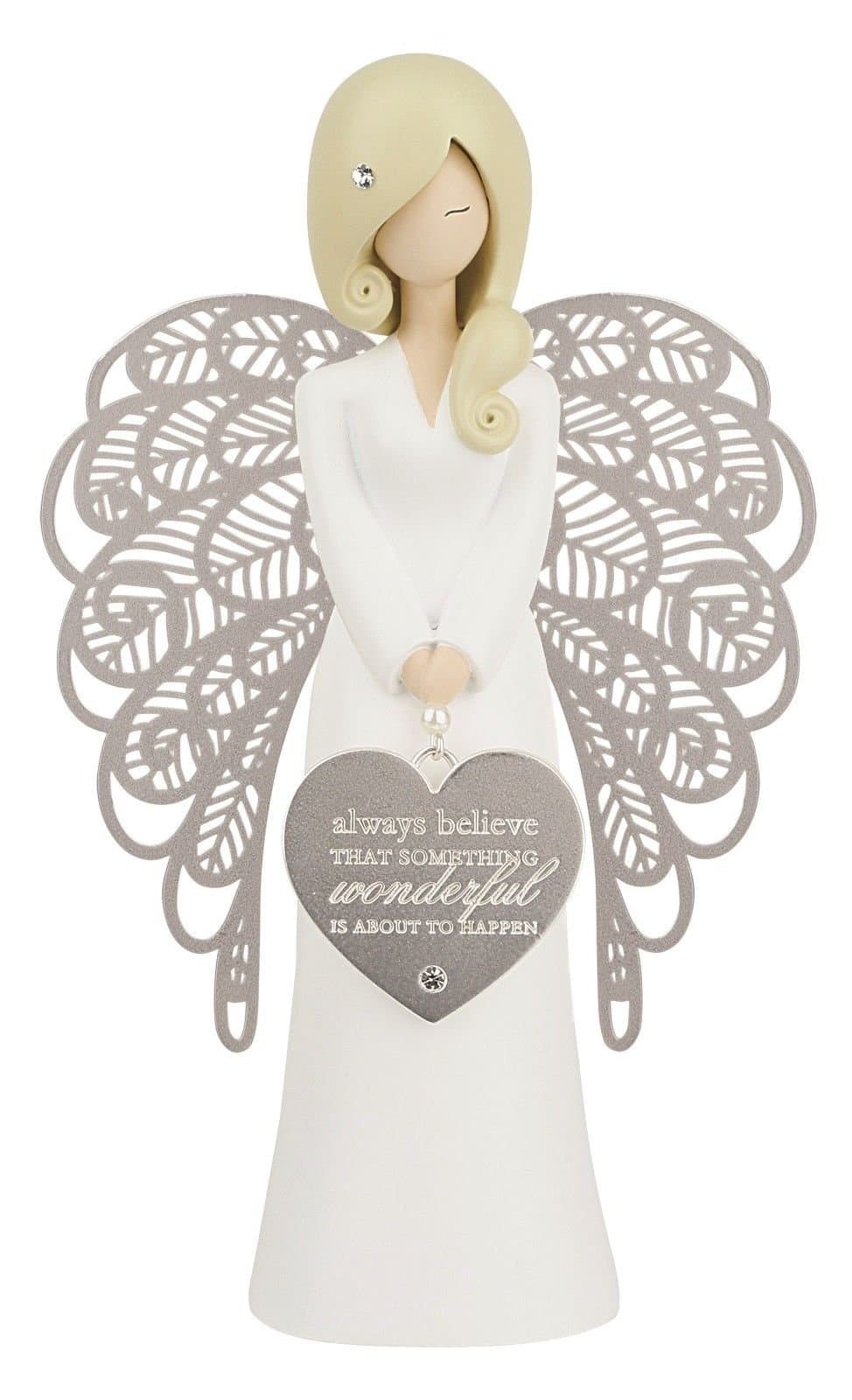 You are an angel AN017 Always Believe That Something Wonderful. Figure, Wood, multicoloured, 10 x 9 x 15.5 cm