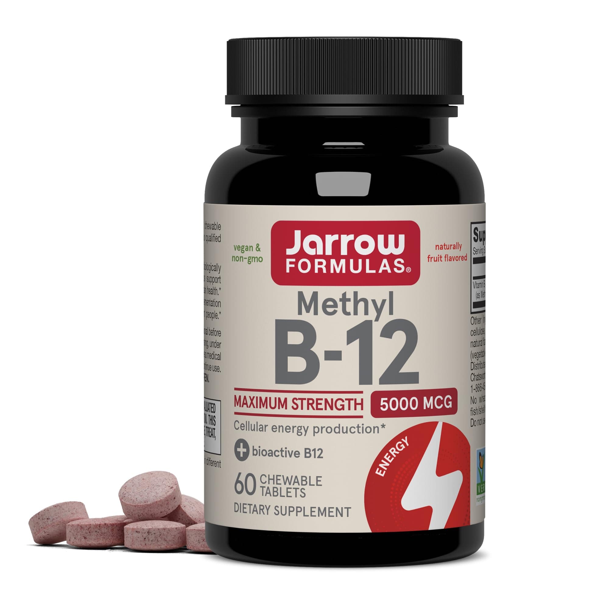 Jarrow Formulas Methylcobalamin (Methyl B12), Supports Brain Cells, 5000 Mcg, 60 Lozenges