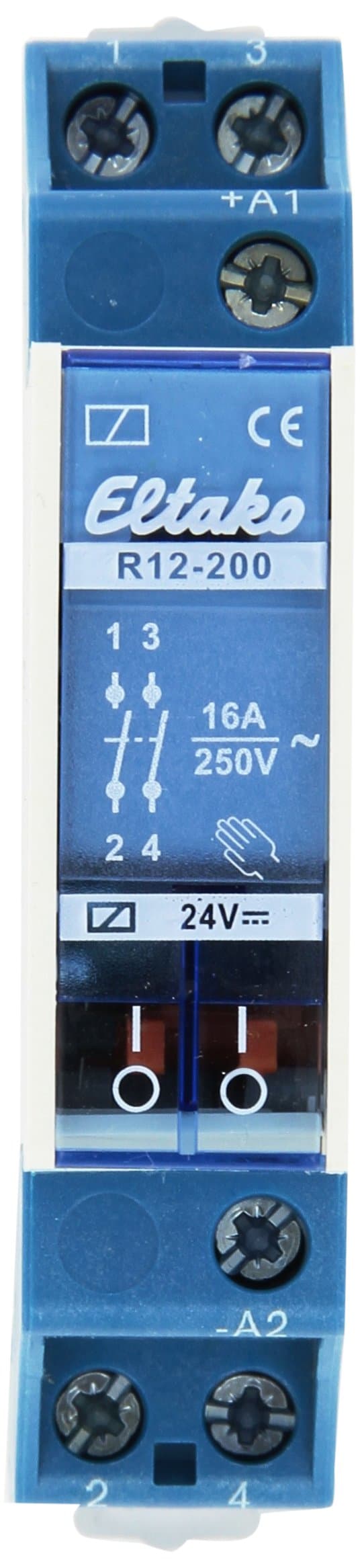 EltakoR12-200-24V DC Relay Rated Voltage: 24V Switching Current (max.): 8A 2 Contact, 1 Piece