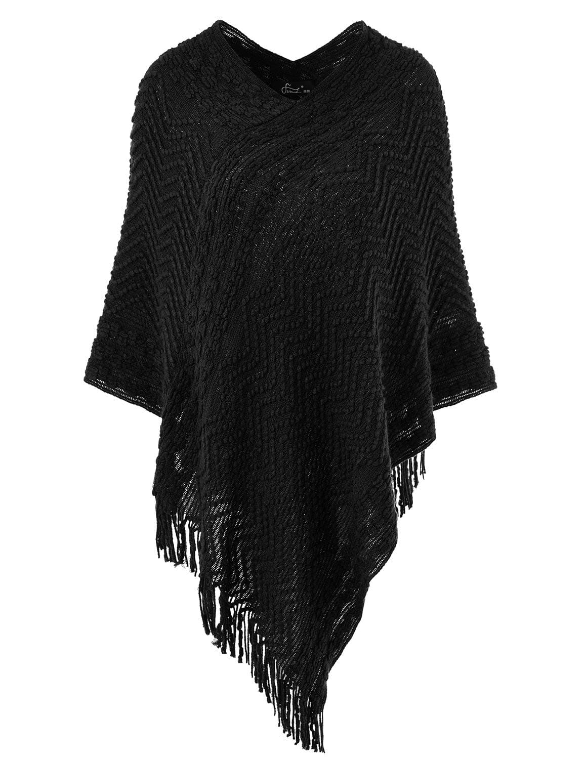 FerandWomen's Casual Poncho Versatile Wrap Shawl with Chevron Stripes for Autumn Winter