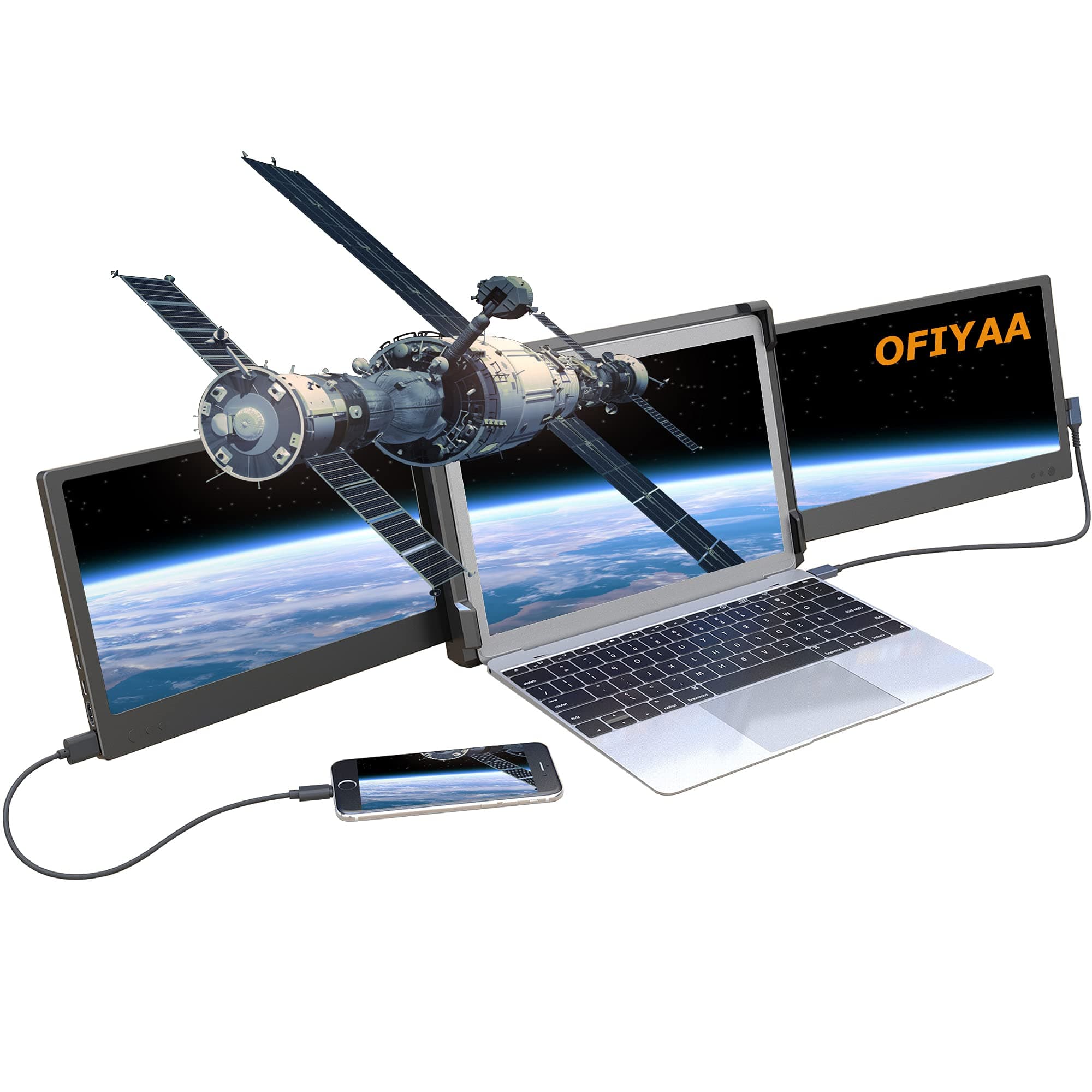 OFIYAA P2 Portable Monitor Laptop Screen Extender 12 Inch Display 207° FHD IPS Type-C/HDMI Multiple Laptop Monitor Extender for PS5 Compatible with 13''-16'' MacBook Windows PC/Notebook