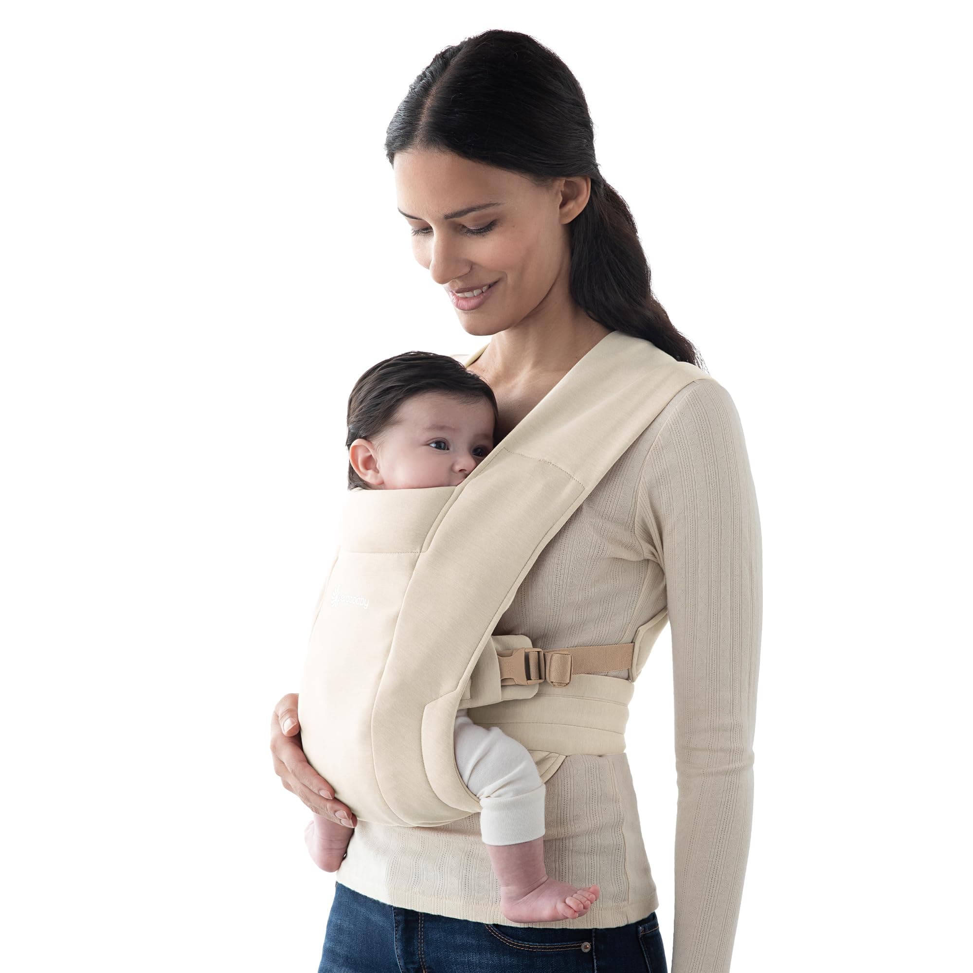 Ergobaby Embrace Cozy Newborn Essentials Baby Carrier Wrap (7-25 Pounds), Premium Cotton, Cream