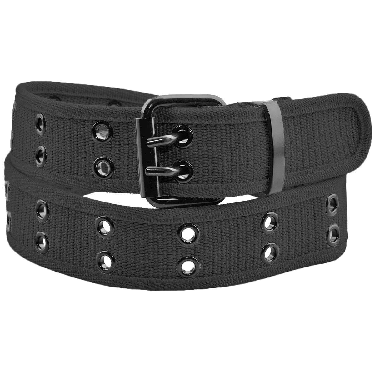 moonsixCanvas Web Belts for Men,Solid Color Casual Double Hole Grommet Belt