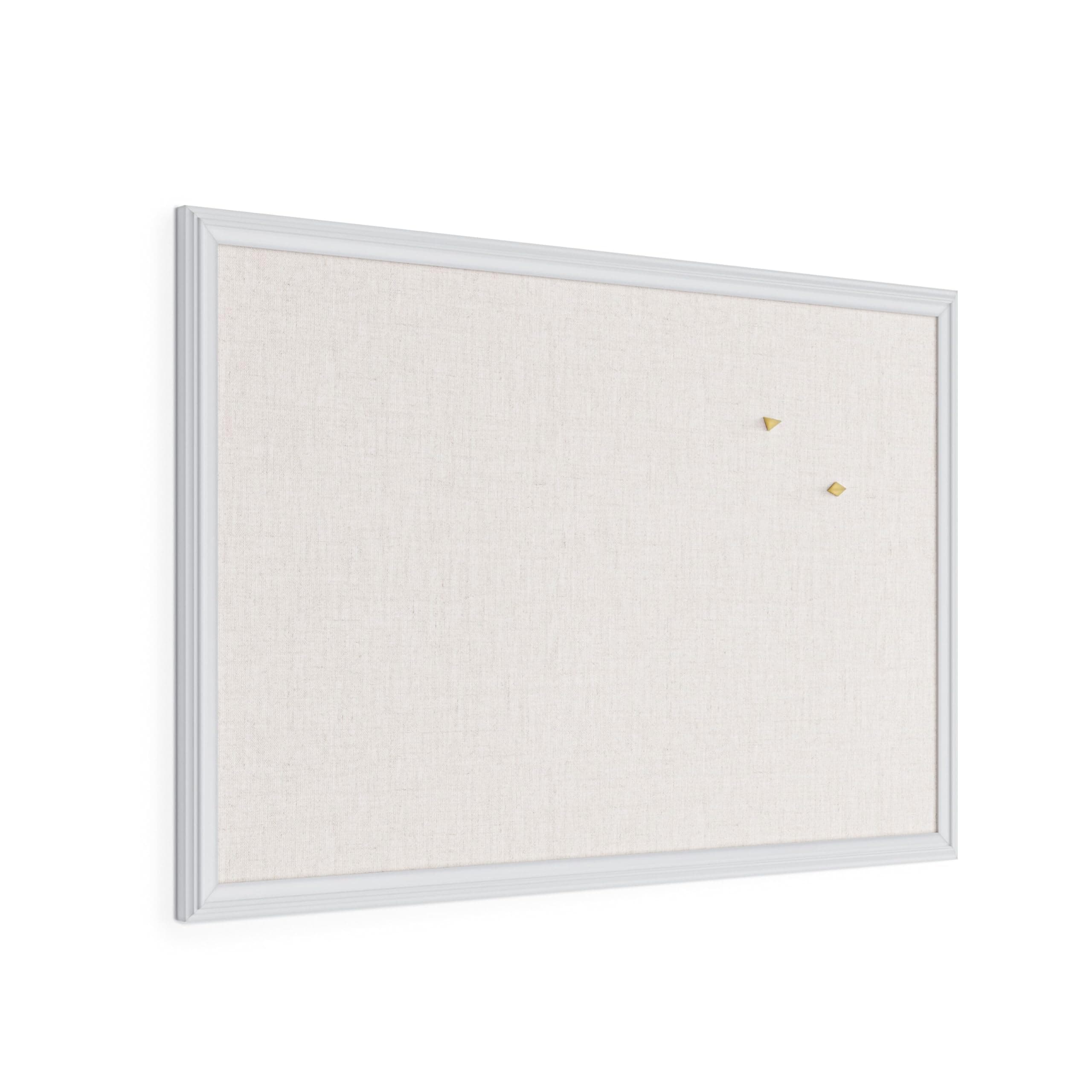 U Brands Farmhouse Linen Bulletin Board, 30" x 20", White Wood Frame, Wall Mounted Pin Board for Home Office, Classroom & Kitchen, Includes Push Pins