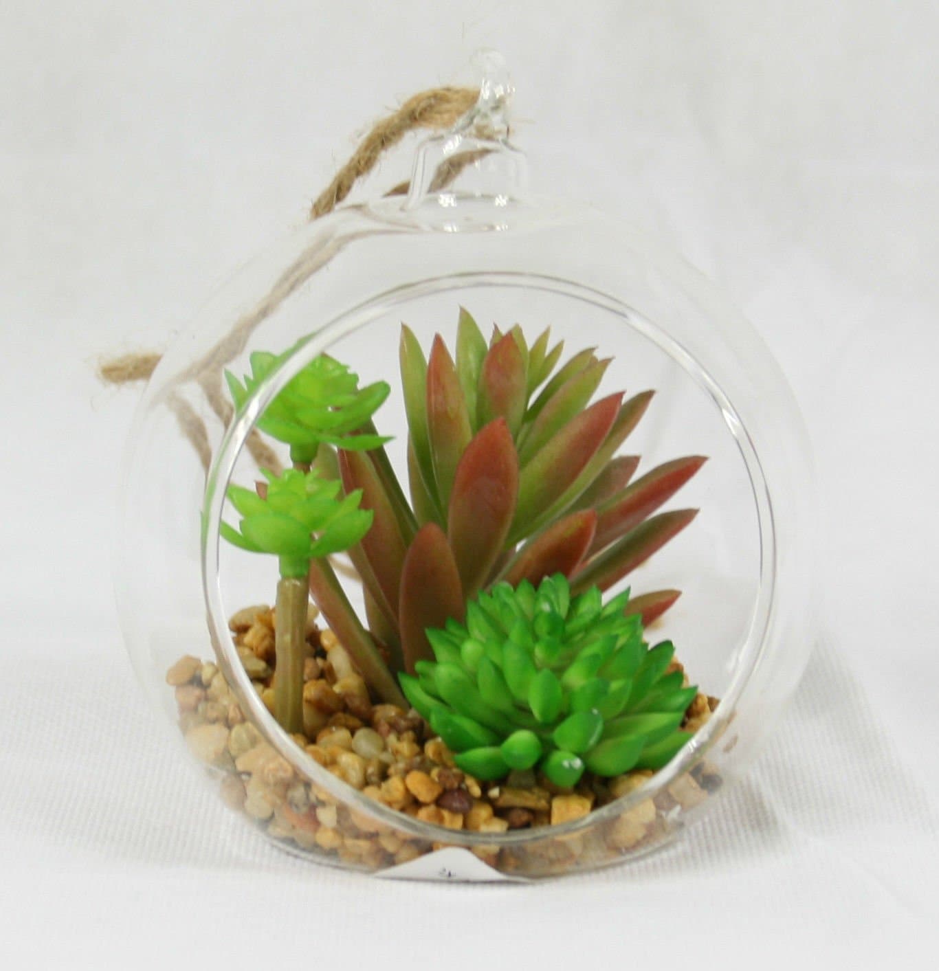 Mini Cactus in Glass Bowl, Artificial Succulent Arrangement for Home & Office 10 cm #2