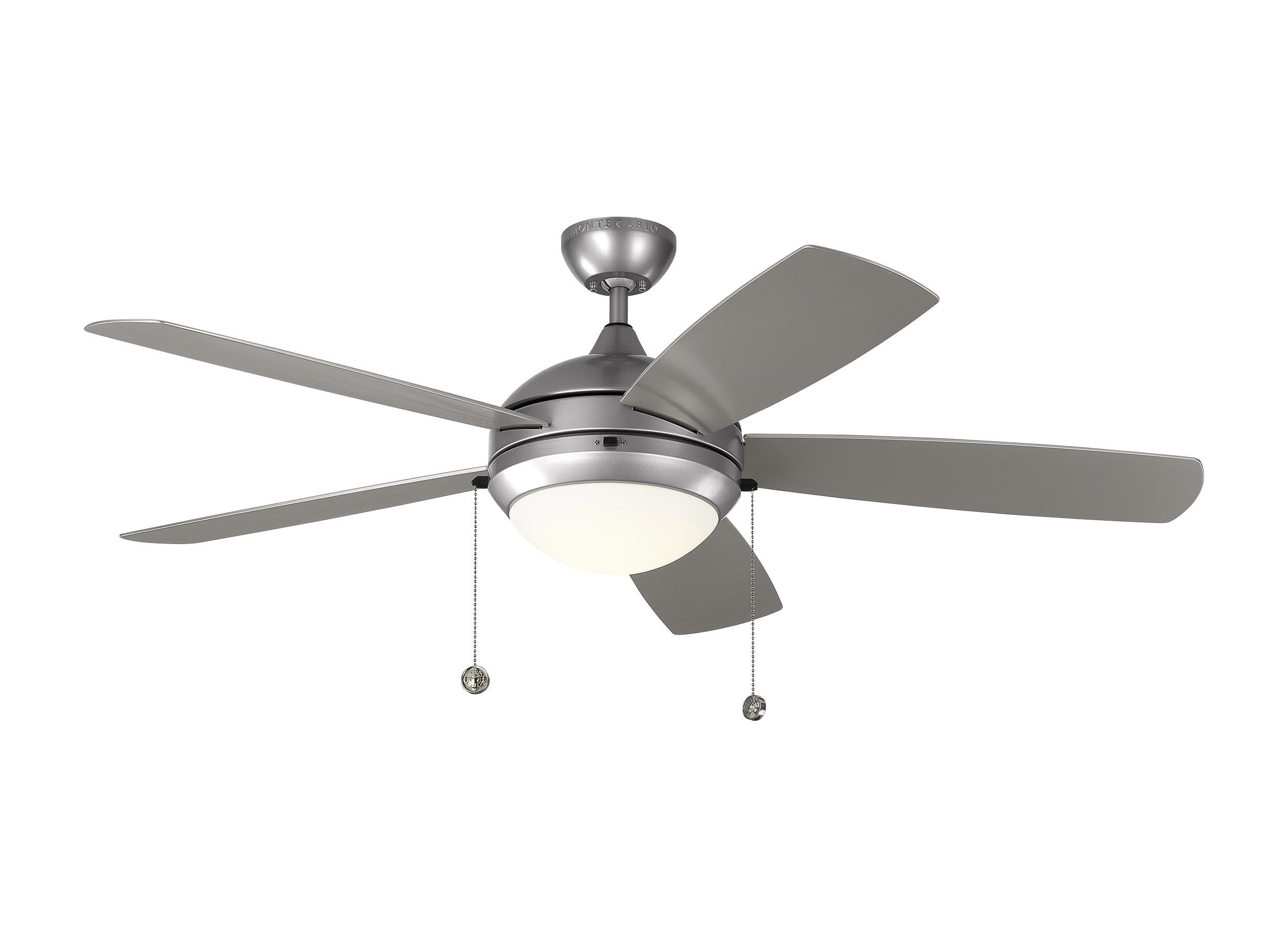 Monte Carlo5DIW52PBSD Discus 52" Outdoor Ceiling Fan with LED Light and Pull Chain, 5 Blades, Painted Brushed Steel