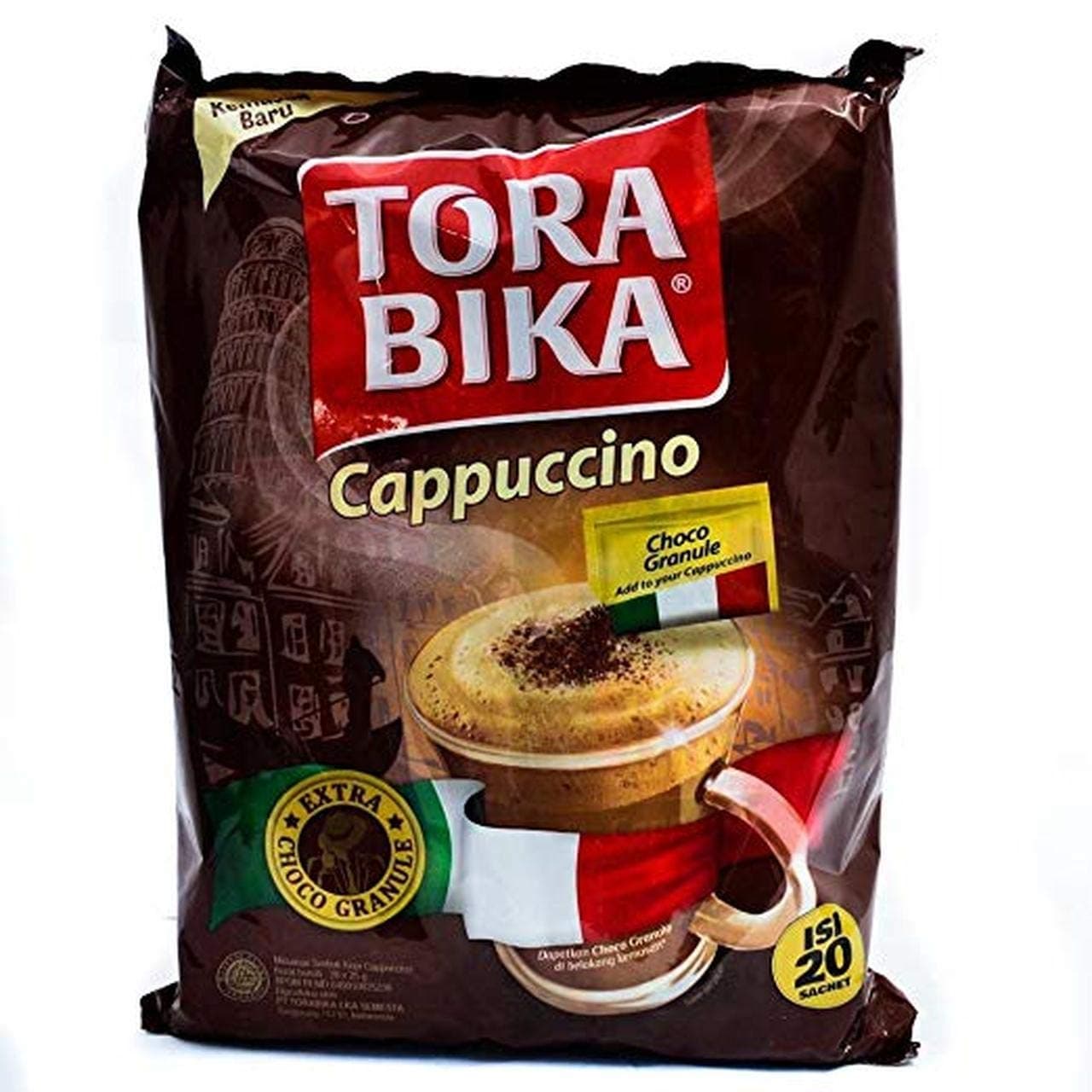 Torabika Cappuccino- Indonesian Instant Coffee with Chocolate Granules (2 bags x 20-ct, 500 Gram)