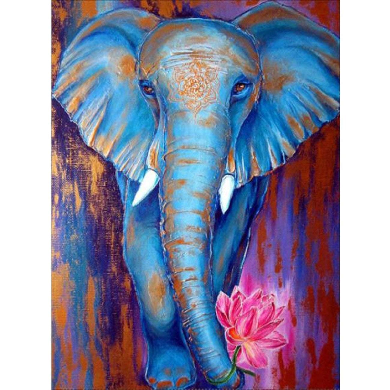 EDUPET AIRDEA 5D Elephant Diamond Painting by Number Kits for Adults, Full Drill Round Gem Painting Animal Diamond Art Flower Cross Stitch Embroidery Rhinestone Craft for Home Wall Art Decor 30x40 cm
