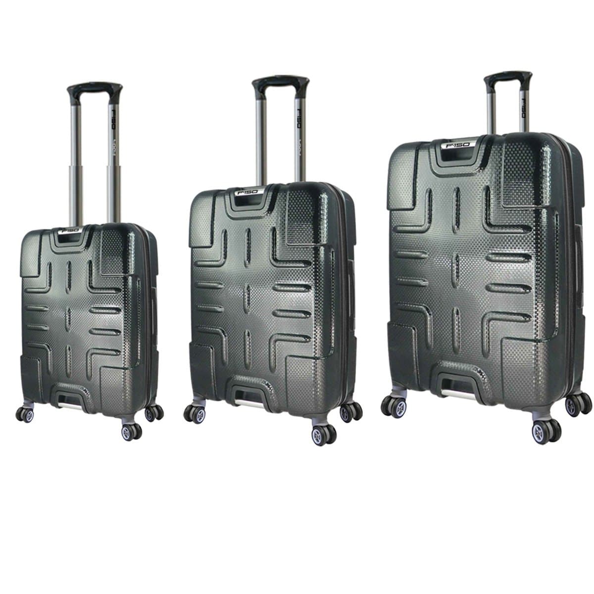 Ford by Travelers Club F150 Series 3-Piece Textured Hardside Expandable Spinner Luggage, Charcoal, Set