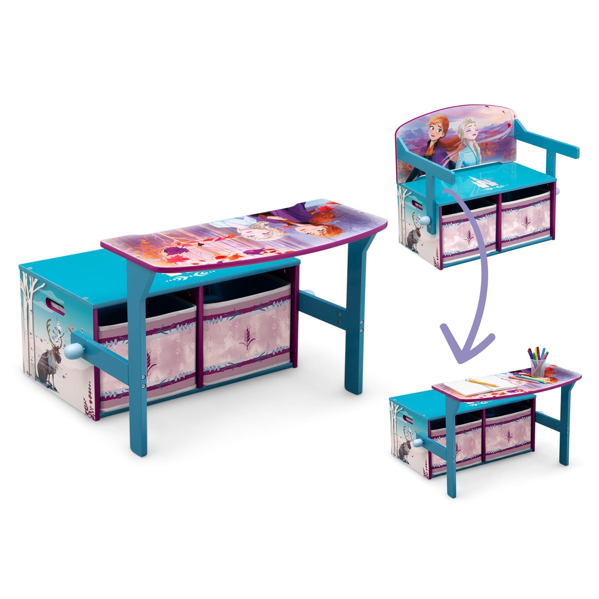Delta Children Disney Kids Frozen Ii Convertible Activity Bench Desk Tb87220Fz Piece Of 1, Multicolor, Frozen Ii Convertible Activity Bench, Tb87220Fz, 1 Count Pack Of 1