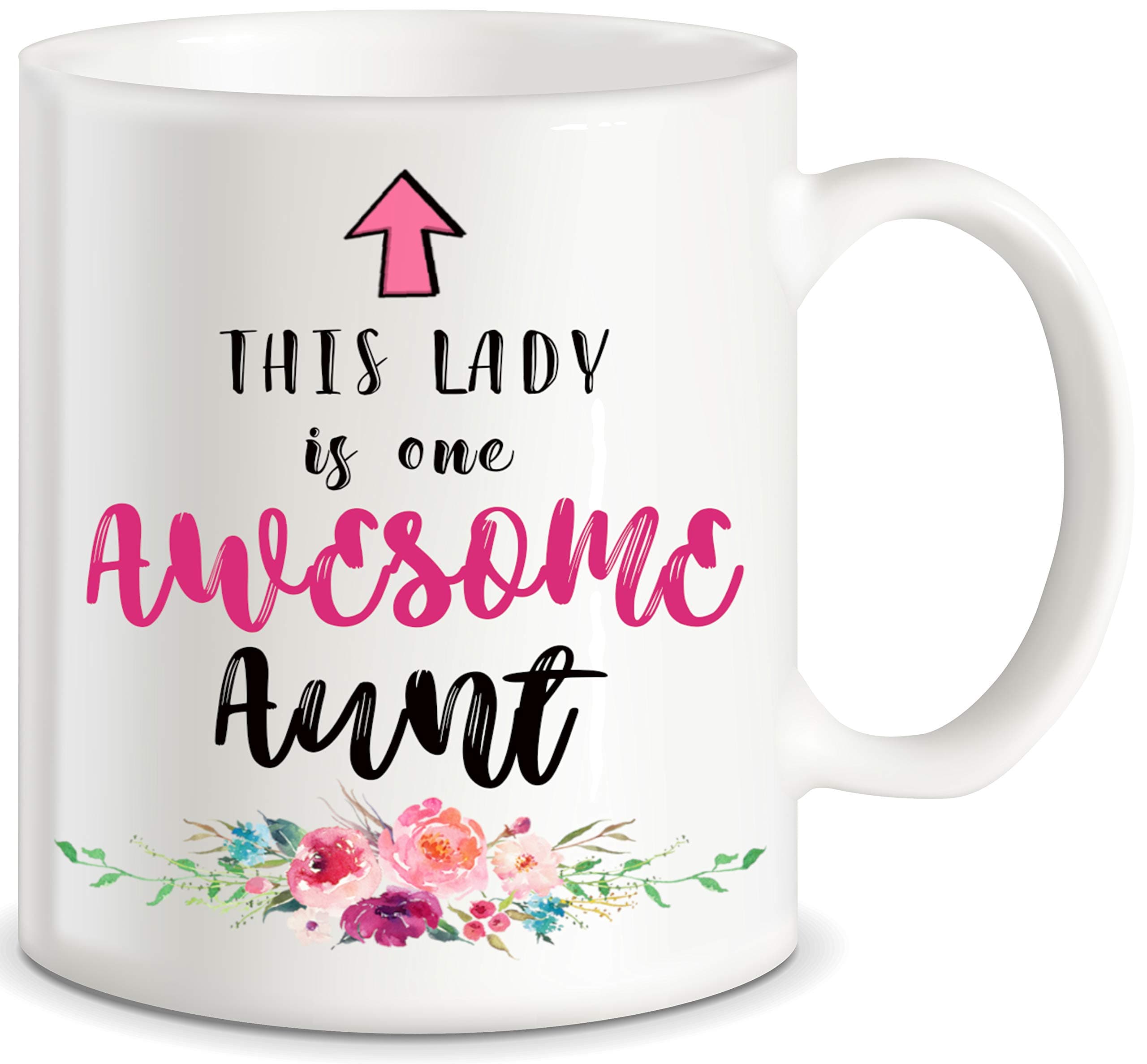 Gifts for Aunts This Lady Is One Awesome Aunt World's Best Aunty Ever Funny Novelty Gag Gift Ideas for Christmas Birthday Ceramic Coffee Mug Tea Cup
