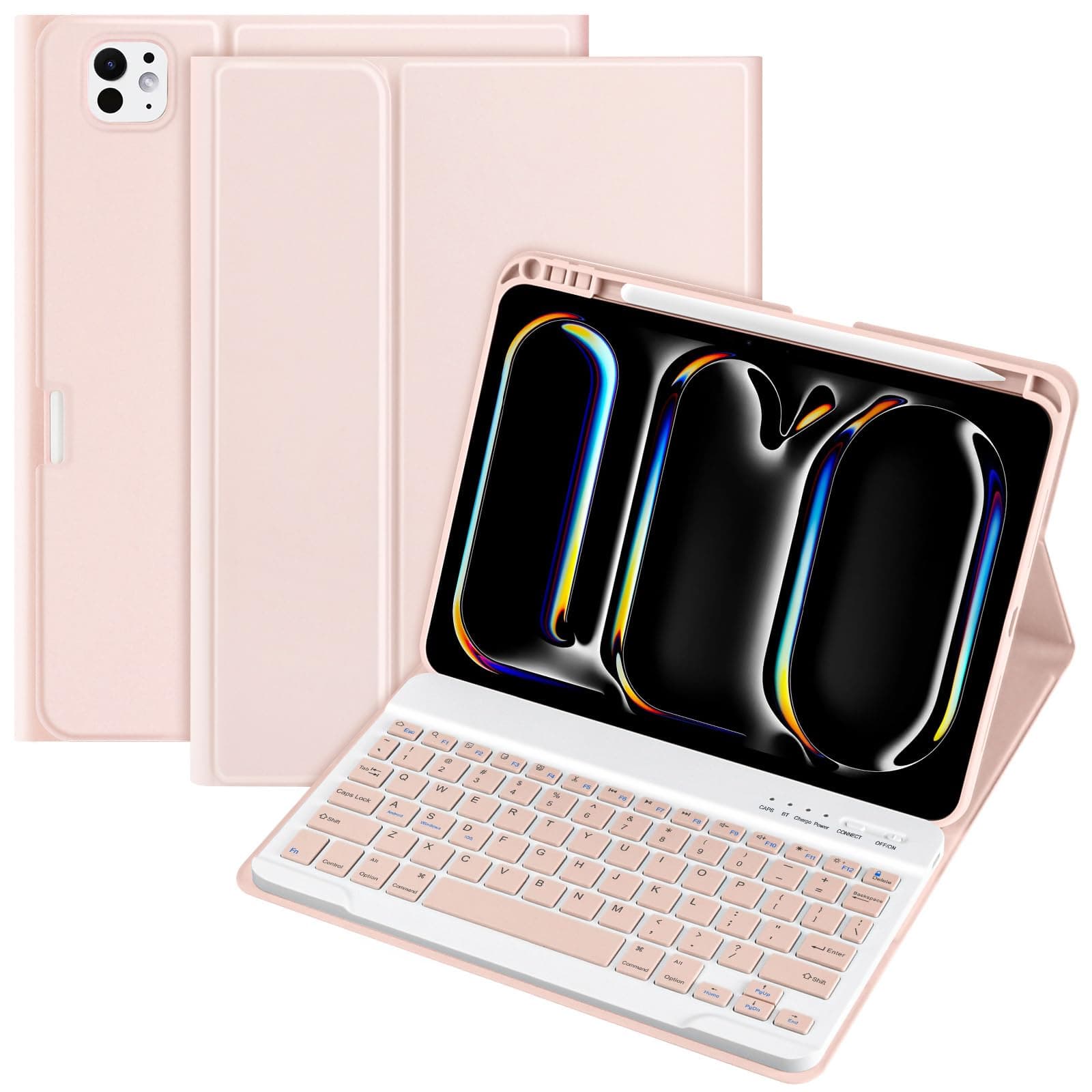 KBCASE Keyboard Case for iPad Pro 11 inch (M4, 2024) iPad Pro 11 inch Case with Detachable Bluetooth Keyboard, Type-C Rechargeable Keyboard for Pro 11 2024 M4 5th Generation,Pencil Holder,QWERTY