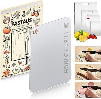 Stainless Steel Cutting Board, Double Sided Steel Cutting Boards for Kitchen Meat Vegetables & Fruits，Dishwasher Safe Easy to Clean (M Size)（11.8 × 7.9in)