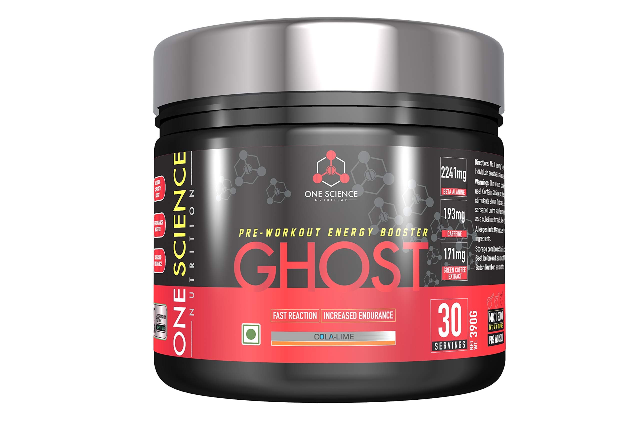 One Science Nutrition (OSN) Ghost Pre-Workout with Vitamin C and Green Tea Extract for Lean Muscles Building | Strength | Powerful Pumps | Next Generation Pre-workout Formulation - 30 Servings - Cola Lime