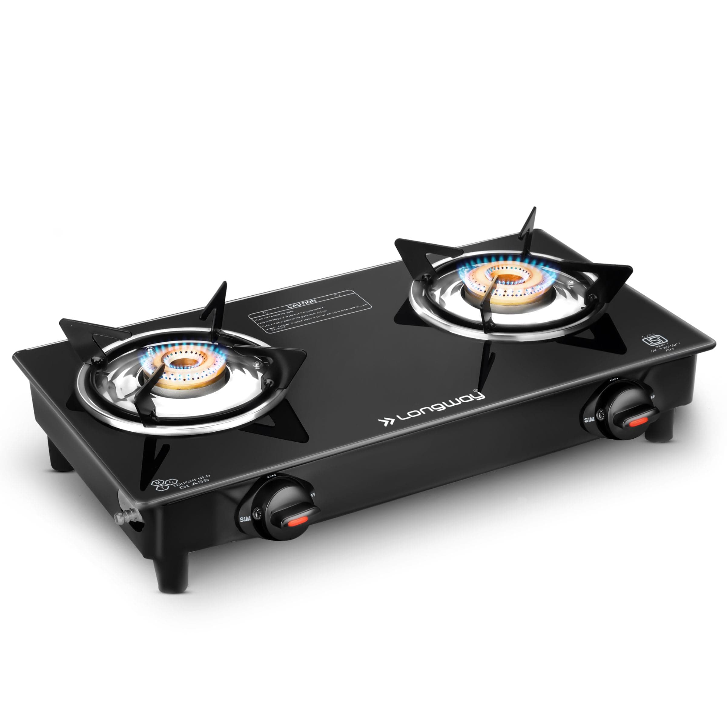 Furn Glass Top, 2 Burner Manual Ignition Glass Gas Stove (Black, ISI Certified, 2 Years Warranty)