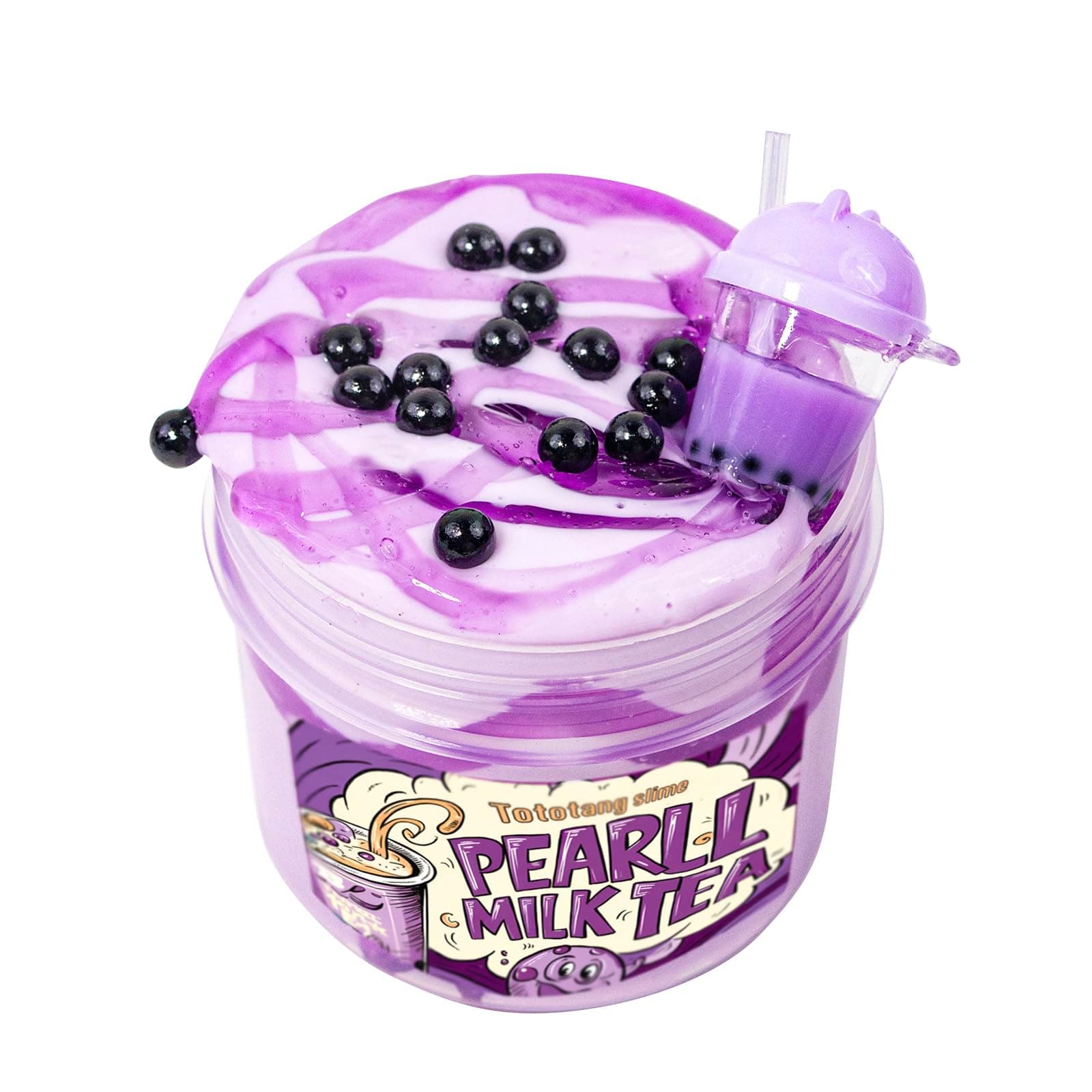 Purple Bubble Tea Themed Slime - 7oz Thick & Glossy, Handmade, Scented, ASMR Slime