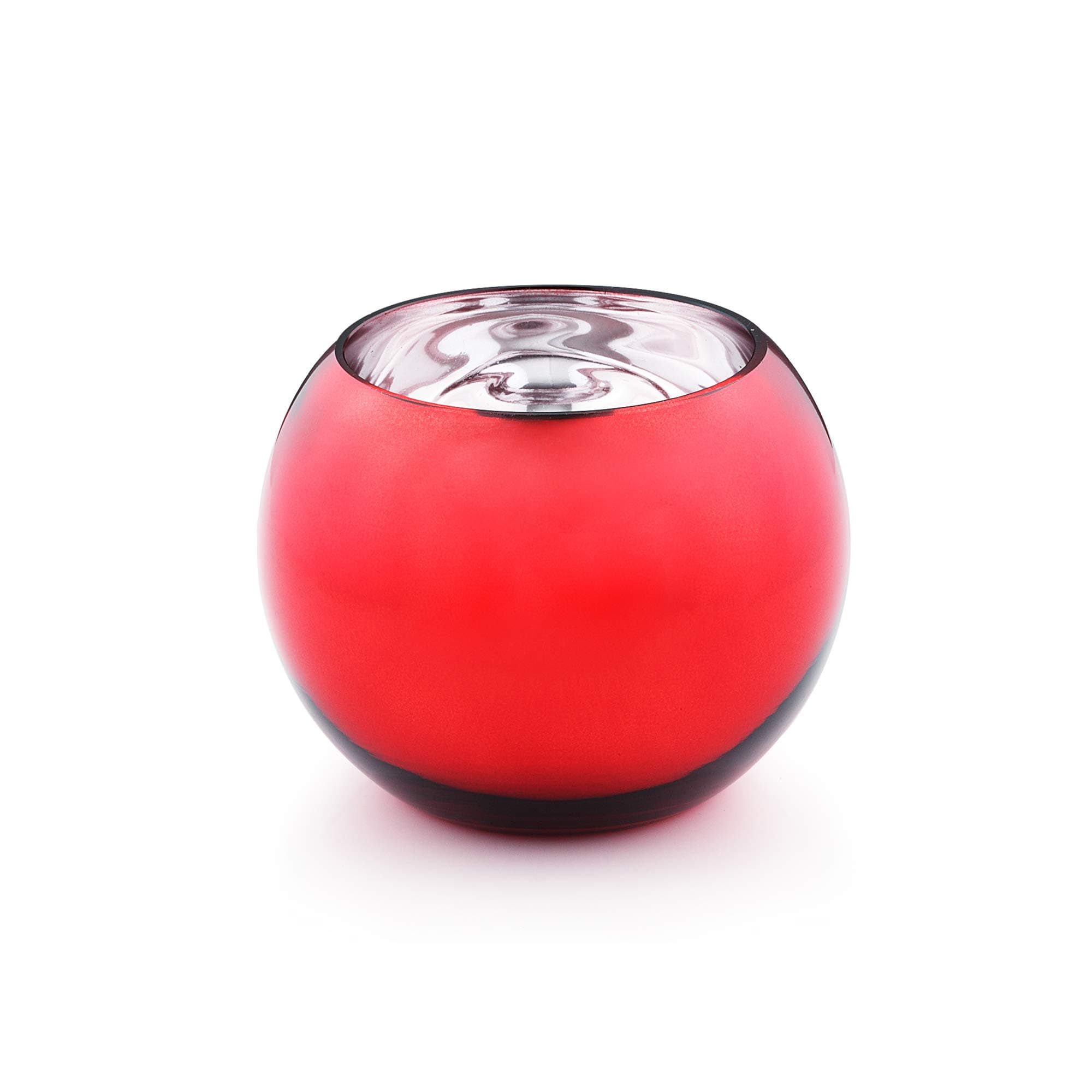 WGV Bowl Glass Vase, Diameter 8", Height 6", Open Width 5", (Multiple Choices) Red Bubble Planter Fish Bowl for Wedding Event Home Decor, 1 Piece (VBW0008RD)