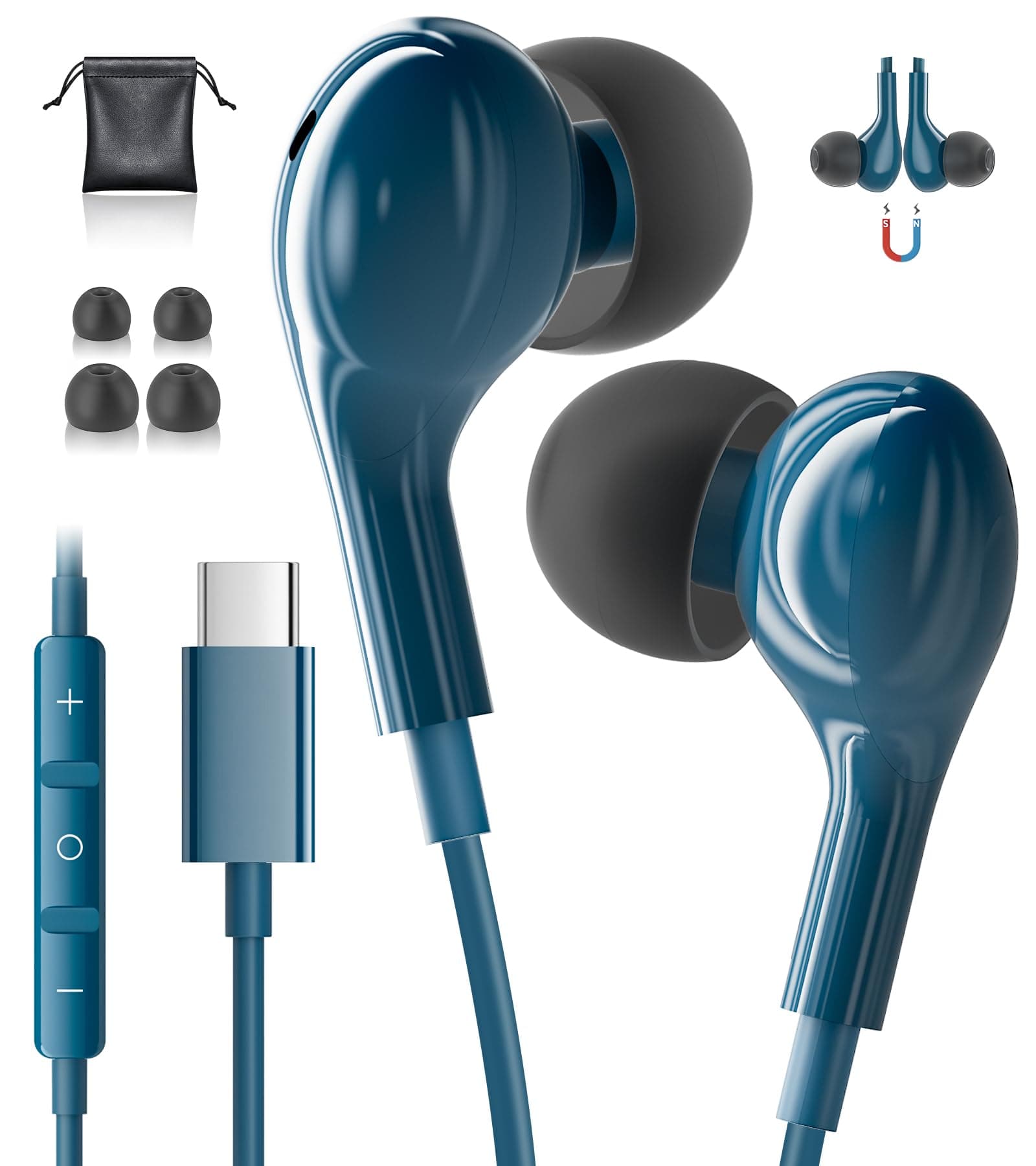 USB C Headphones for Samsung S26 S25 S24 Ultra S23 S22 A56 A16 A17 Type C headphones with Microphone HiFi Wired Earbuds USB C Earphones for iPhone 17 iPhone 16 Pro Google Pixel 10 9 Pro iPad A16 10th