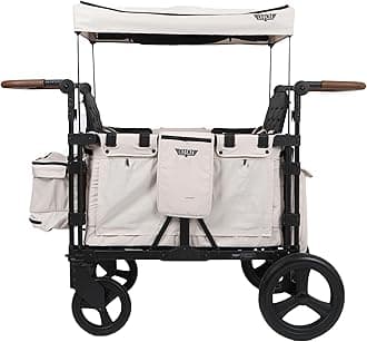KEENZKeenz XC+ 2.0 - Luxury Comfort Stroller Wagon | Foldable 4 Passenger Quad Seater with Adjustable Canopy | Cream