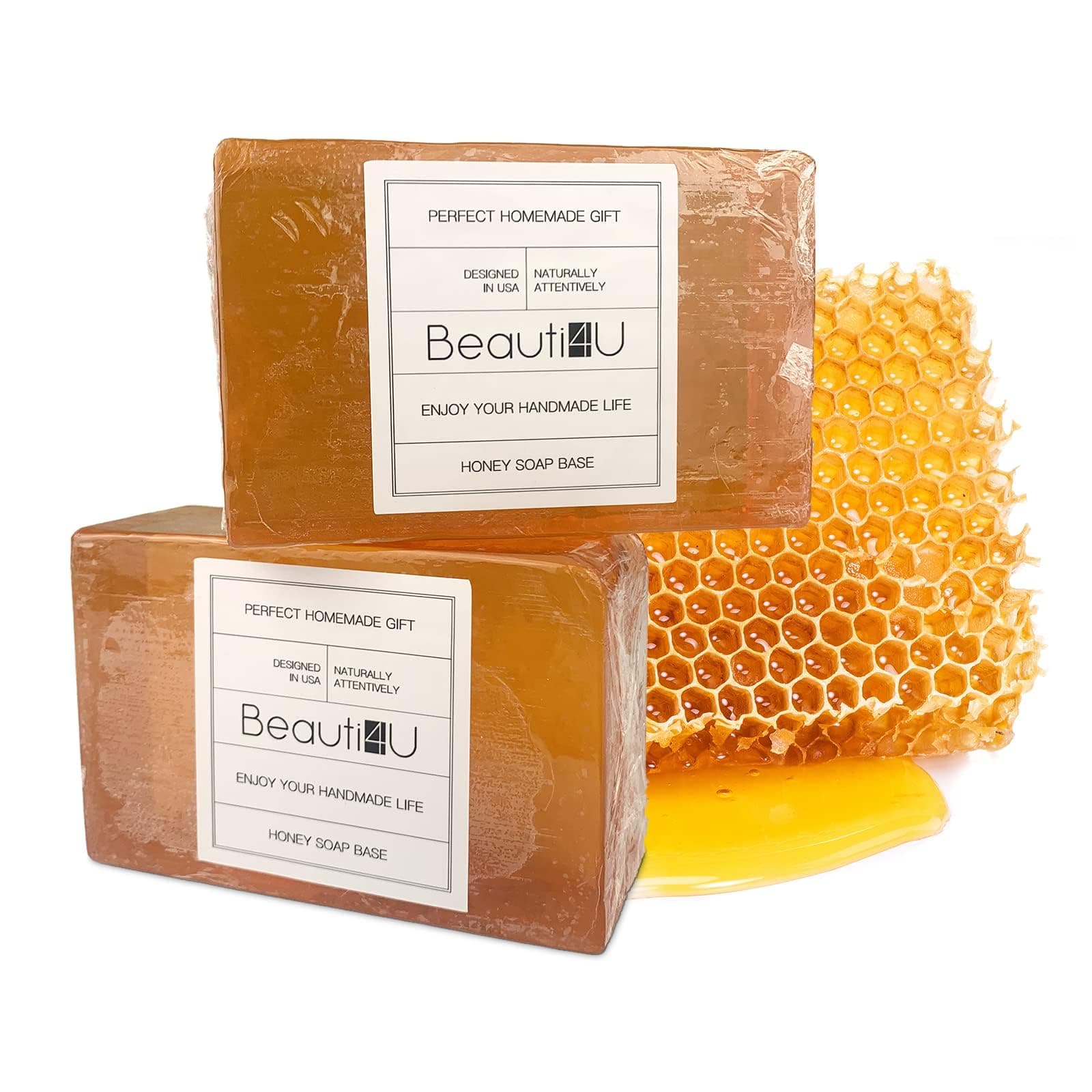 BEAUTI4U 2LB Honey Soap Base - Soap Making Supplies With Soap Making - Melt A...