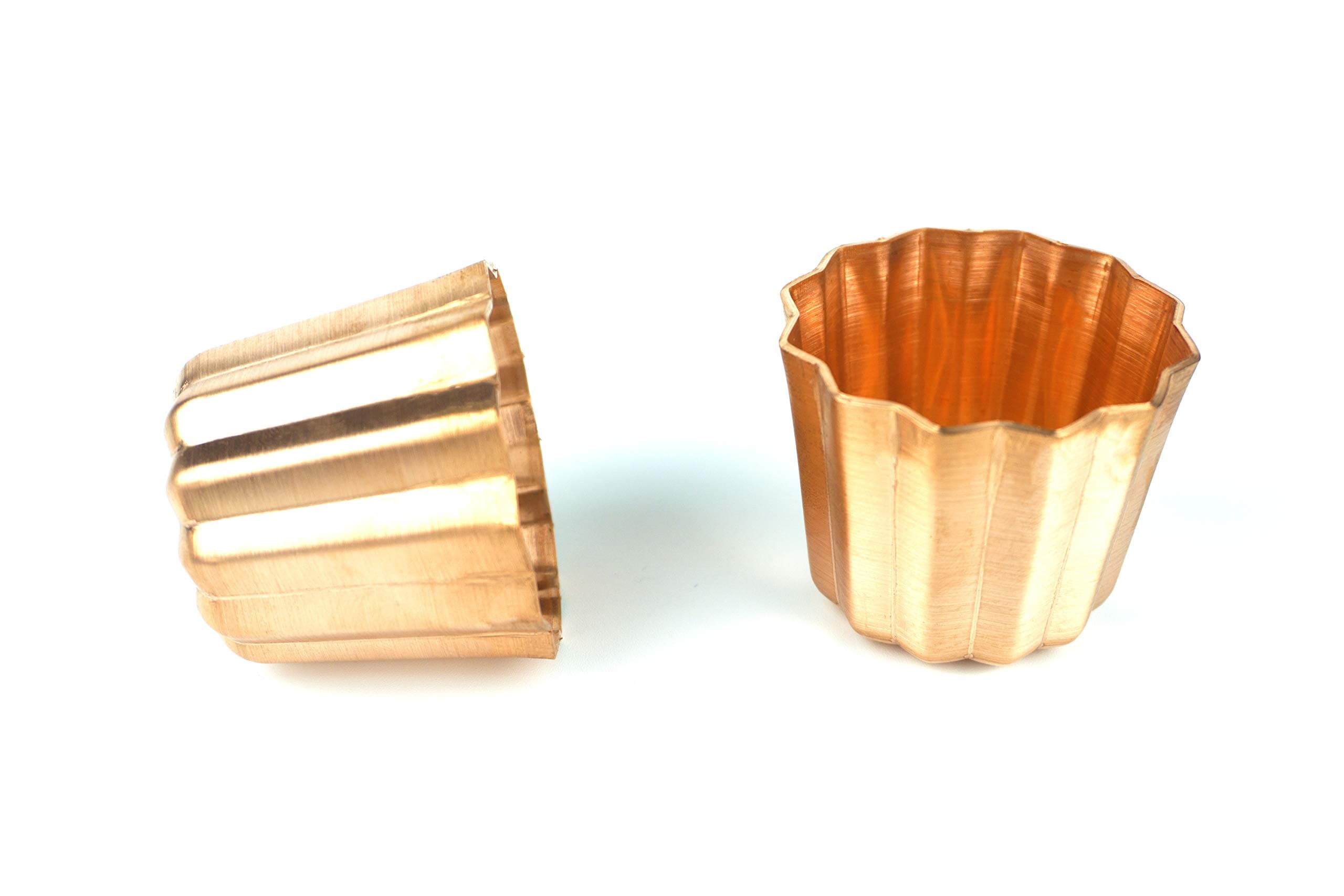 Canele Pan Mold Single Individual with 99.9% Copper Mold 2pcs for French Pastry Custard Cooking 2.3 inches