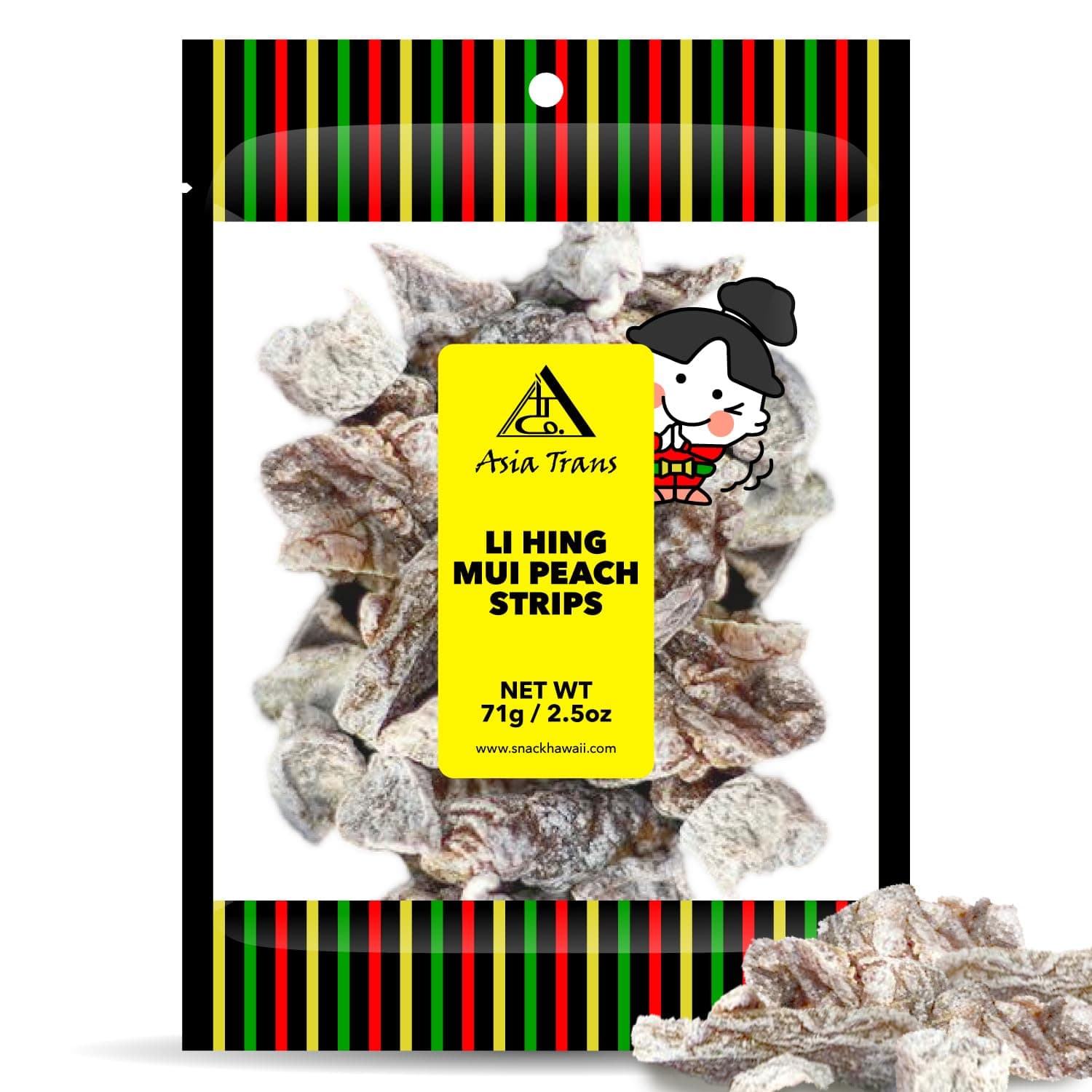 Dried Li Hing Mui Peach Strips | Hawaiian Crack Seed Favorite | Naturally Sweet Dried Fruit Candy with Asian Plum Powder | 2.5 Ounce