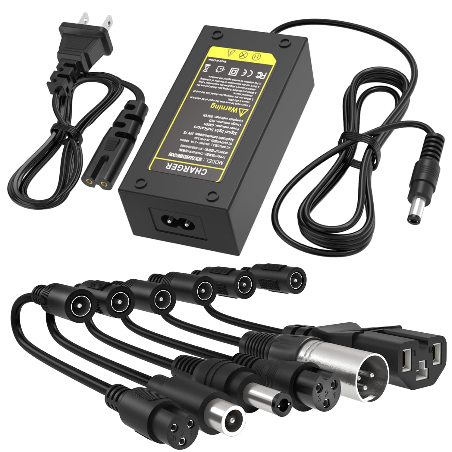 29.4V 2A Fast Charger with 6 Plugs Universal for 24V 25.2V 25.6V 25.9V Lithium Battery, BOEEA 7S Lithium-ion Battery Charger Replacement