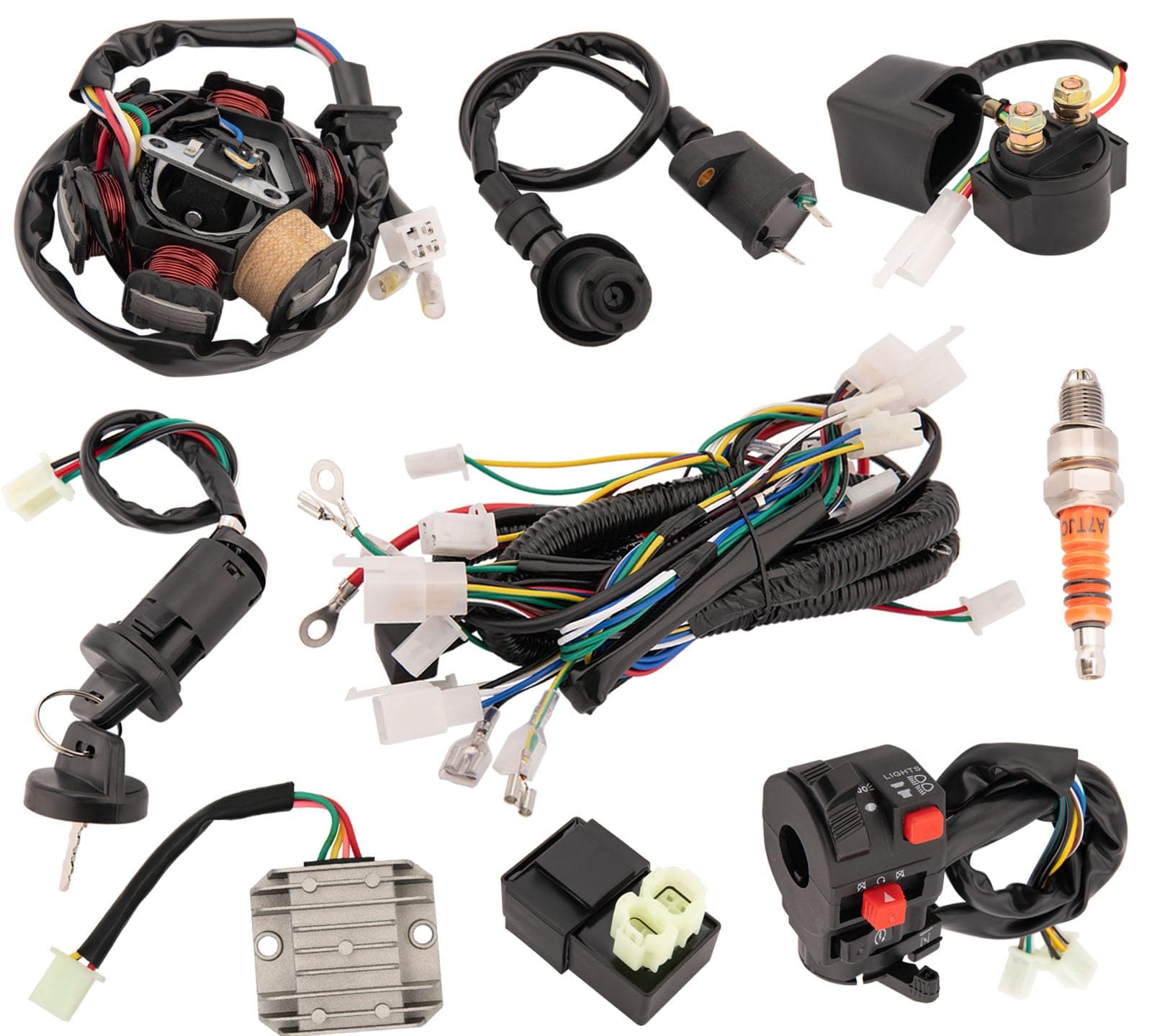Complete GY6 Wiring Harness kit for Wiring Harness 50cc 70CC 90CC 110CC 125cc 4 Stroke ATV Dirt Bike Moped Quad Go Kart Scooter Electrics Stator Coil CDI Ignition Coil