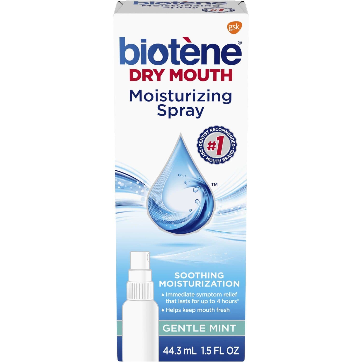 biotène Gentle Mint Moisturizing Mouth Spray, Sugar-Free, for Dry Mouth and Fresh Breath, 1.5 ounce