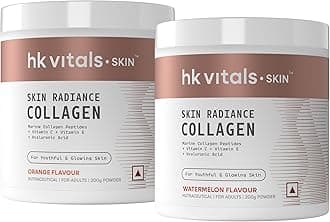 hk vitals Marine Collagen Supplements (Orange & Watermelon, 2 x 200g) | With Biotin, Vitamin C & E | For Healthy Hair & Skin