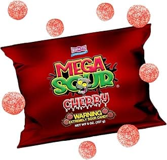 Barnetts - Mega Sour Candy Cherry 227g - Trendy Sweet Bags - Traditionally Handmade Sweets - Sour Coating Lasts 20 Seconds - Candies for Party Bag, Gift Hamper, or Hamper Box