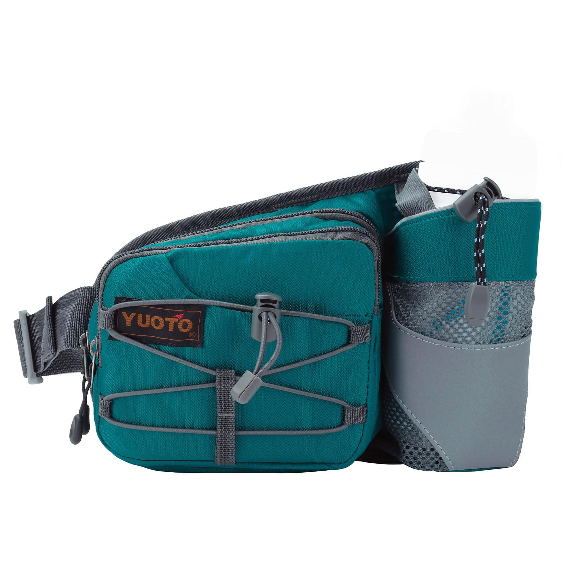 Waist Pack with Water Bottle Holder for Running Walking Hiking Runners Hydration Belt fit Maximum 27oz and iPhone 11 Men Women, Green