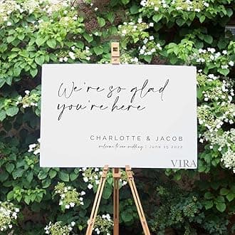 Personalized Wedding Welcome Sign, We're So Glad You're Here, 12x18 inch Plastic Sign